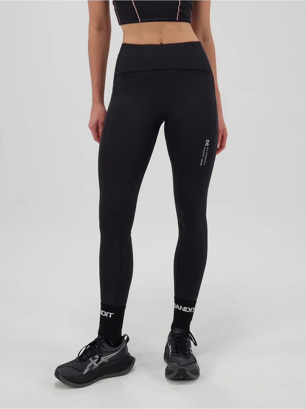 Bandit Running Stamina Pop Stitch High Waist Leggings in Black Marathon Stretch